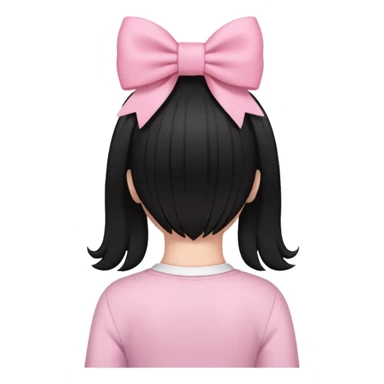 Black open hair from behind with baby pink bow sticker