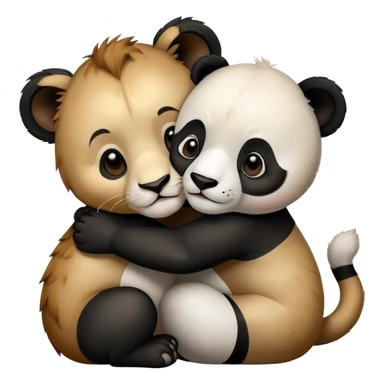 Cute Lion baby hug panda sticker