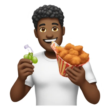 guy eating fried chicken holding grape koolaid sticker