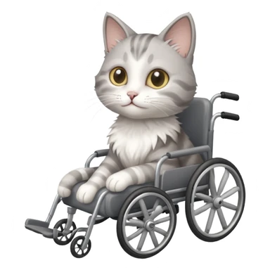 disabled grey and white small cat using a wheelchair made for cats sticker