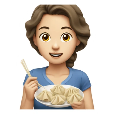 Brown hair Girl eating dumplings sticker