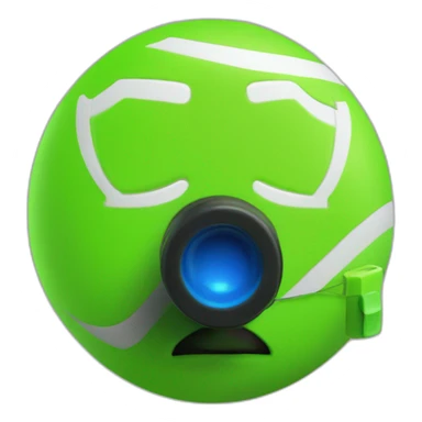 A fifa Soccer referee with plain fluorescent green jersey blowing a blue whistle for a position sticker