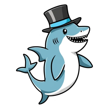 Shark withe a top hat sticker