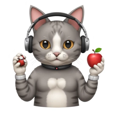 cat in apple headphones (AirPods max) wit a blunt in his hand  sticker