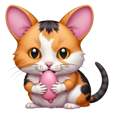 A cat holding a dead mouse in its mouth sticker