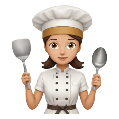 A brunette woman chef making big Square wafers  sticker
