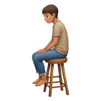 a person sitting on stool with full back head turn

 sticker