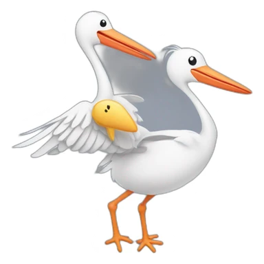 stork delivering a human baby boy in fabric held in its beak sticker
