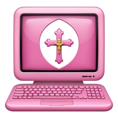 make a catholic computer with very girly pink tones sticker