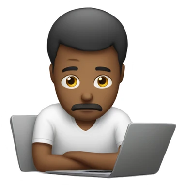 sad Men behind laptop sticker