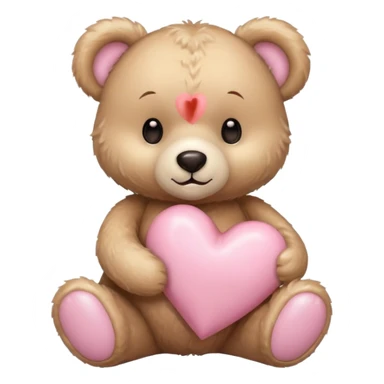 beige teddy bear and a pink pastel heart sticker