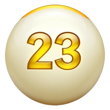 golden billiard ball with the number 23 in a glowing neon style sticker