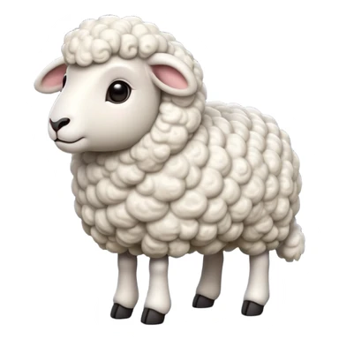 cinematic-[realistic sheep]-realistic-full-body-standing-emoji,-tail-flicking-lazily,-head-tilted-dramatically,-curly-[white]-fur,-simplified-yet-realistic-focused-features,-highly-detailed,-glowing-with-an-almost-sarcastic-glow sticker