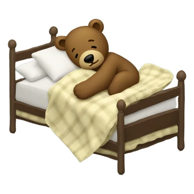 Bear going to sleep. holding blanket in right arm, and a pillow in the left arm. On the pillow is a emoji of a fern/herb.  sticker