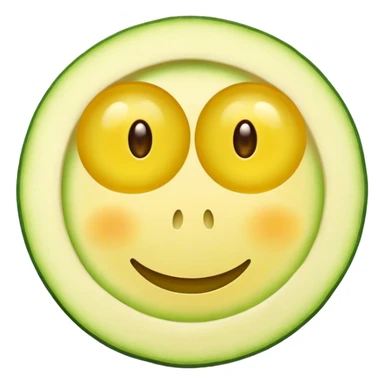 A yellow round  smiley face emoji wearing zucchini slices on the eyes  sticker