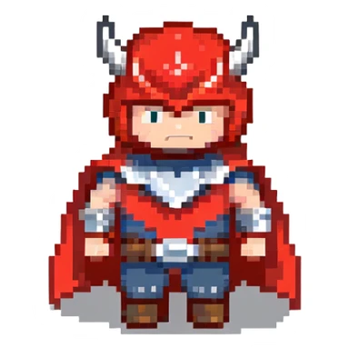 friendly thor superhero with red cape for children sticker