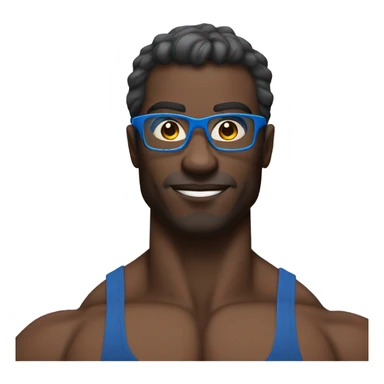 dark skinned male bodybuilder with blue glasses sticker