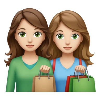 make me and my best friend togheter i have brown hair that falls on my shoulders and brown eyes and she has really long wavy brown hair with a little blonde and green/blue eyes we are shopping and i have BROWN eyes sticker