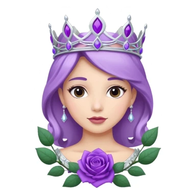 Purple rose with silver tiara and a purple emblem leaf wreath sticker