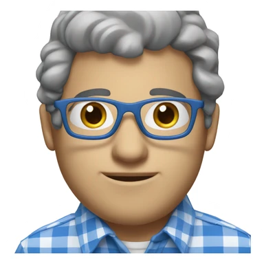 a white an wit glasses, a eard and a blue checkered shirt sticker