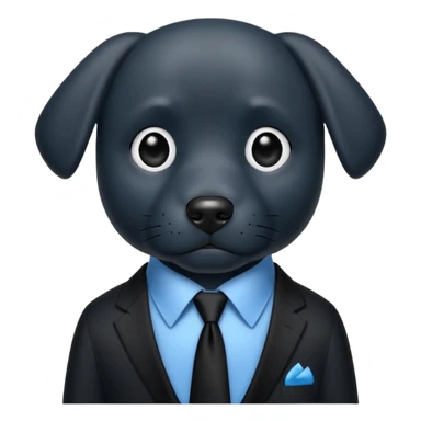 black dog with black tie,blue shirt sticker