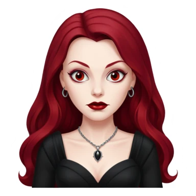 Vampira with long dark red hair sticker