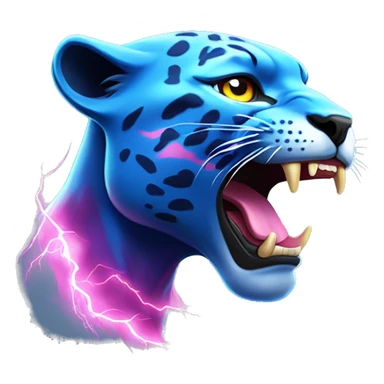 A blue panther head with pink lightning flowing out of its eyes side view  sticker
