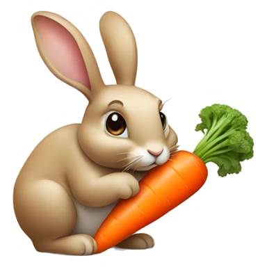 Rabbit eating a carrot sticker