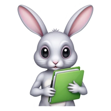 conejo con ojos alienígenas y piel especial sujeta una carpeta. sticker