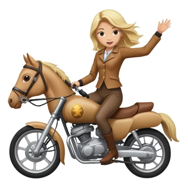 girl riding a horse jumping over a motorcycle sticker