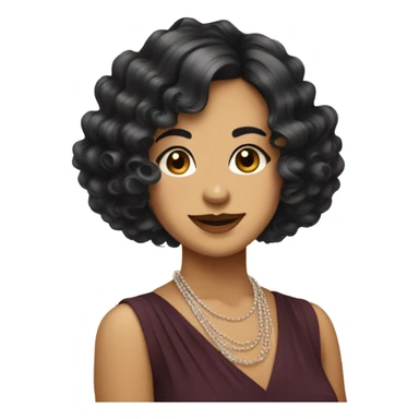 flapper curly wavy dark hair smirk sticker