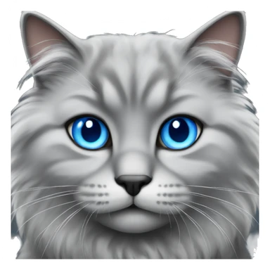 Gray fluffy cat with blue eyes sticker