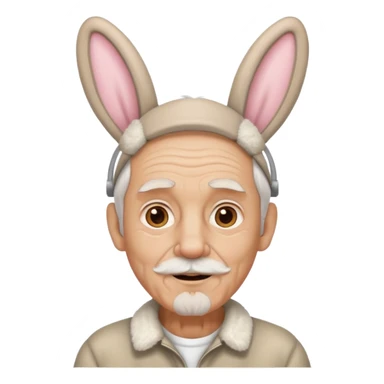old man with bunny ears sticker
