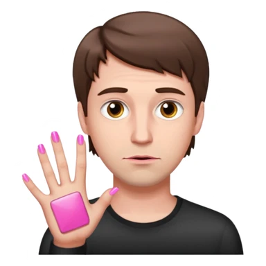 White man with short brown hair, long face, and pink nails looking sassy sticker