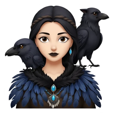 Black aly is the wife of cregan stark and looks like Hande Erçel. She had a raven and a wolf around her  sticker