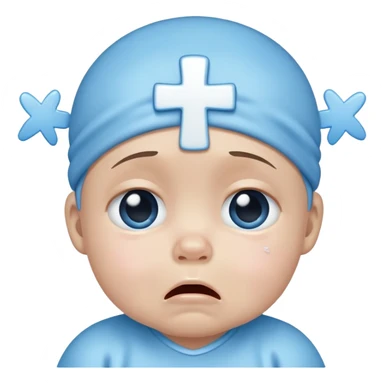 The blue baby is crying with crosses instead of eyes sticker