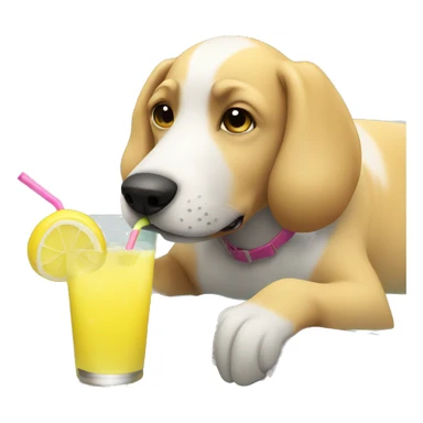 Dog drinking lemonade in a pool sticker