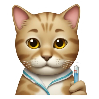 Sick cat with thermometer sticker
