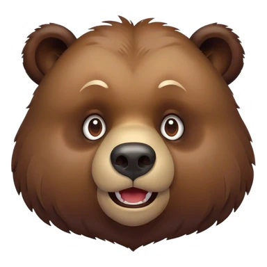 Cinematic Comical Grizzly Bear Portrait Emoji, Head tilted dramatically with an exaggeratedly amused expression, featuring a striking, rugged deep brown fur with bold fur texture, wide, expressive eyes filled with playful disbelief, Simplified yet hilariously expressive features, highly detailed, glowing with a slightly sassy glow, high shine, dramatic yet playful, stylized with an air of cheeky wilderness mischief, bright and endearing, soft glowing outline, capturing the essence of a spirited and over-the-top grizzly, so meme-worthy it feels like it could roar its way into internet fame instantly! sticker
