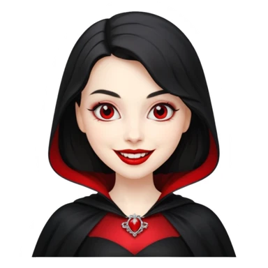 Vampire lady in black dress with cape, smile sticker