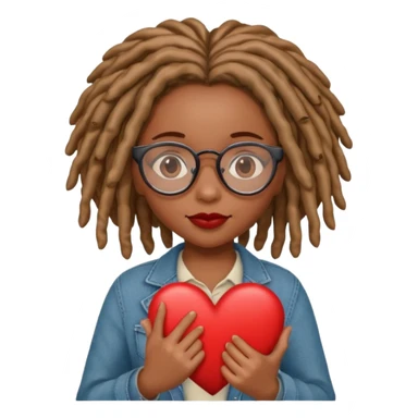Girl Scouts African American girl with locs and glasses heart  sticker