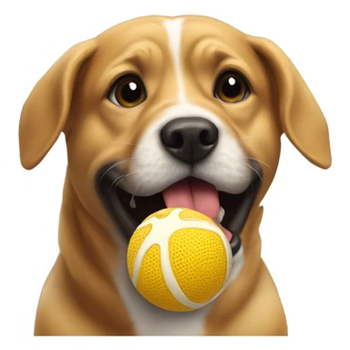 Dog licking a ball sticker