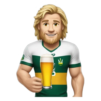 Faf de klerk with beer in hand springbok shirt sticker