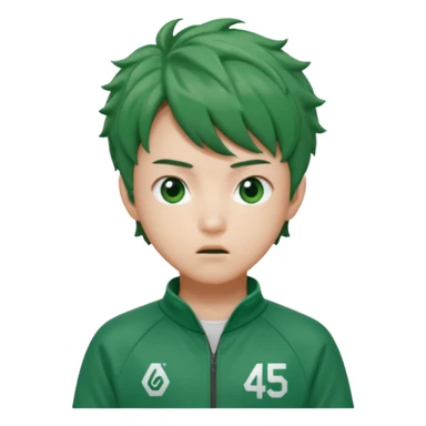 Gi-hun (player 456) from Squid Game, wearing a green tracksuit with the number 456, short messy hair, expressive face sticker