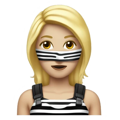 Robber with blonde hair with cash bag and weaing black and white striped dress sticker