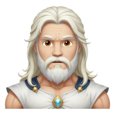 Jupiter, God of Thunder from Gods and Goddesses with long white hair and beard, white outfit sticker