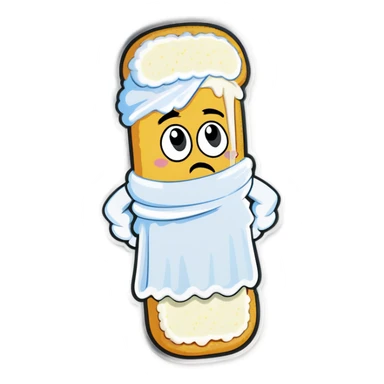 Twinkie with frosting coming out of the bottom towel over its face, saying  , dadie only sticker