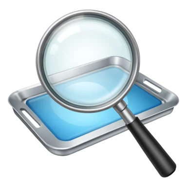 magnifying lens with a download icon (down arrow into a tray) in the bottom right, no apple symbols or references sticker