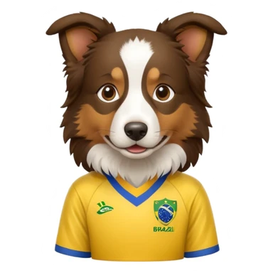 Border collie marrom usando camisa do brasil sticker