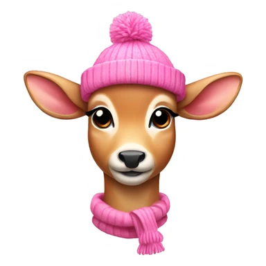 cute deer wearing a pink winter hat sticker